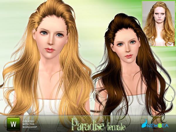 Paradise Halp up half down hairstyle by NewSea for Sims 3