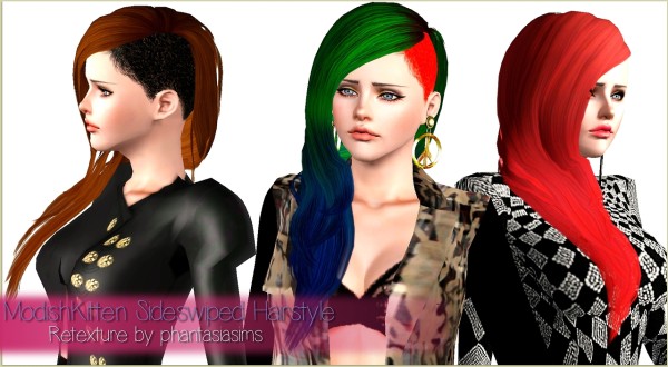 Side shaved hairstyle retextured by Phantasia for Sims 3