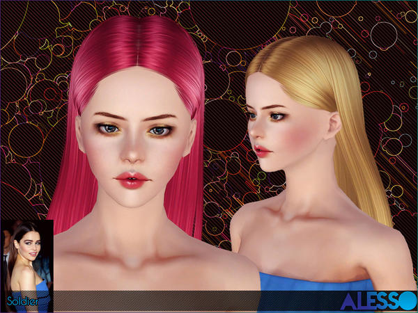 Soldier glossy hairstyle by Alesso  for Sims 3