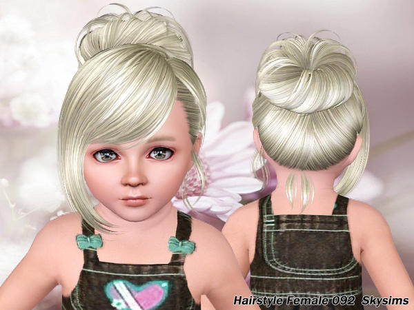 Bun with strands hairstyle 092 Skysims for Sims 3