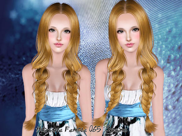 Messy super long fishtail hairstyle 065 by Skysims for Sims 3