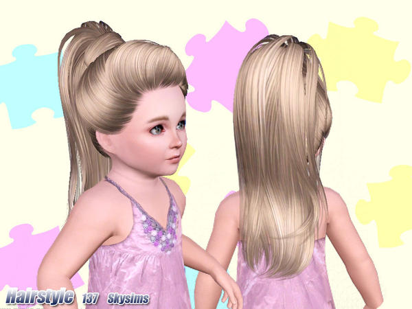 Top ponytail hairstyle 137 by Skysims for Sims 3