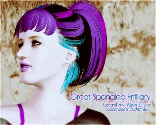 Great Spangled Fritillary hairstyle by Aikea Guinea for Sims 3