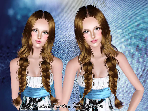 Messy super long fishtail hairstyle 065 by Skysims for Sims 3