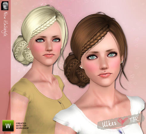 Fancy braids hairsyle 11 by Ulker for Sims 3