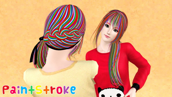 CoolSims 96 Braid and Tail retextured by Katty for Sims 3