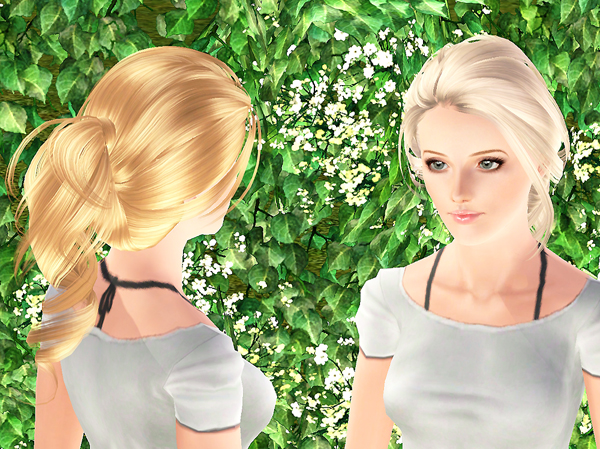 Loosely bound ponytail Peggy`s hairstyle retextured by Brad for Sims 3
