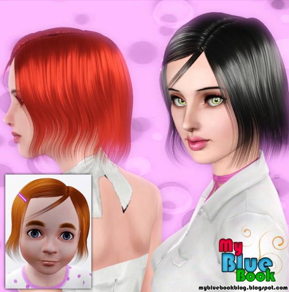 Accessorized bob hairstyle Raon 53 retextured by TumTum Simiolino for Sims 3