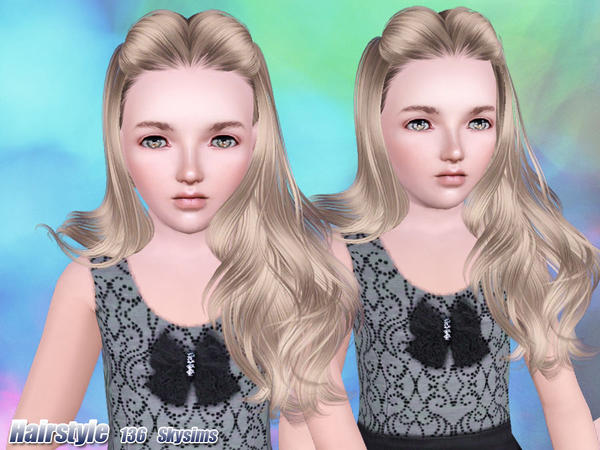 Bulky middle part hairstyle 136 by Skysims for Sims 3
