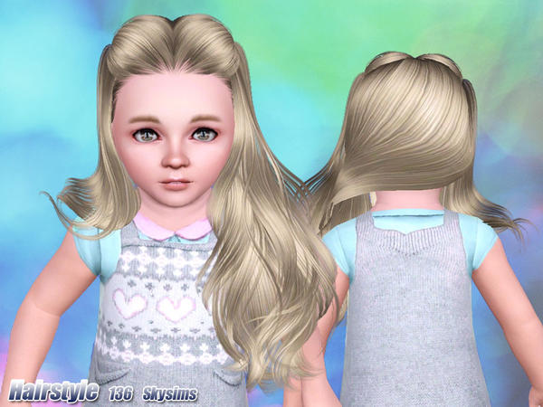 Bulky middle part hairstyle 136 by Skysims for Sims 3