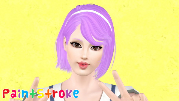 Headband bob hairstyle Newsea’s Sweet Scar retextured by Katty for Sims 3
