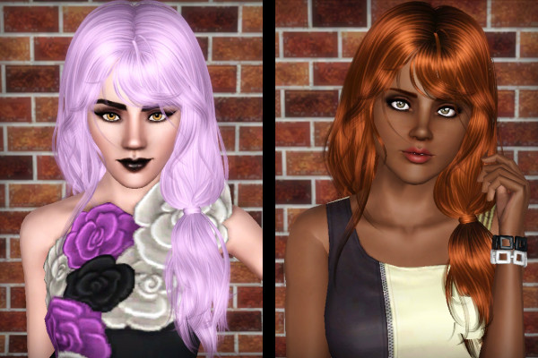 Side ponytail hairstyle Newsea`s Rennie retextured by Forever and Always for Sims 3