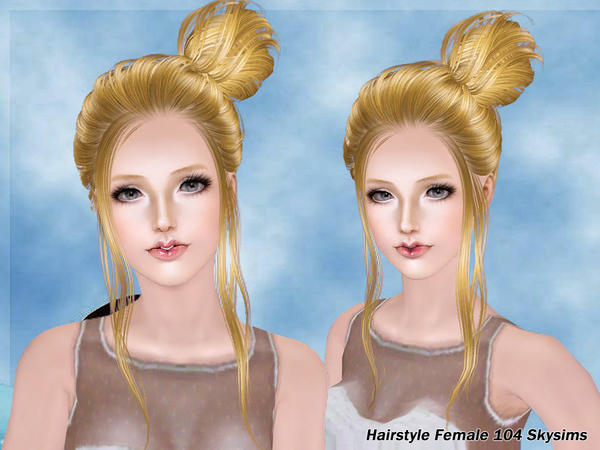 Power bun hairstyle 104 by Skysims for Sims 3