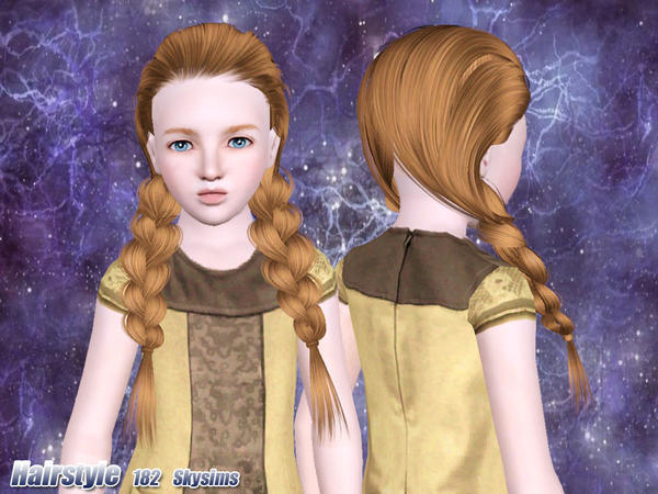 Double dimensional fishtail hairstyle 182 by Skysims for Sims 3