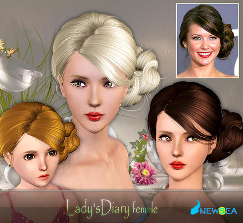 Ladys Diary Side chignon hairstyle by Newsea  for Sims 3