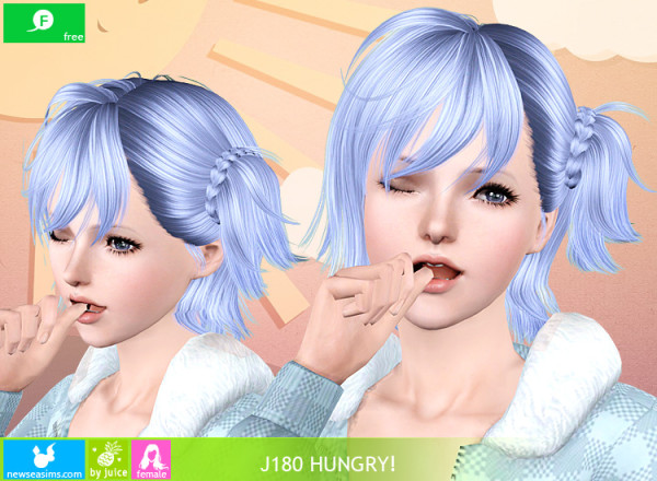 J 180 Hungry fancy braided ponytail hairstyle by NewSea for Sims 3
