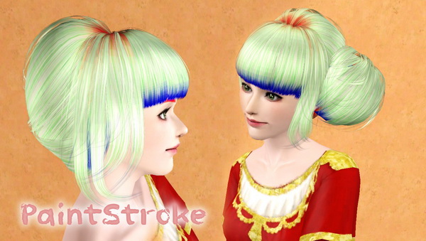  Peggy`s Side chignon with straight bangs retextured by Katty for Sims 3