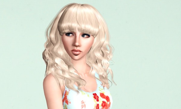 Curly hair with straight bangs Peggy`s 885 retextured by Marie Antoinette for Sims 3
