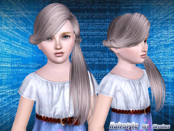 Fancy ponytail hairstyle 151 by Skysims for Sims 3
