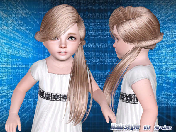 Fancy ponytail hairstyle 151 by Skysims for Sims 3