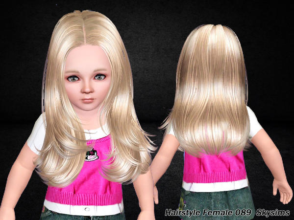 Glossy middle part hairstyle 089 by Skysims for Sims 3