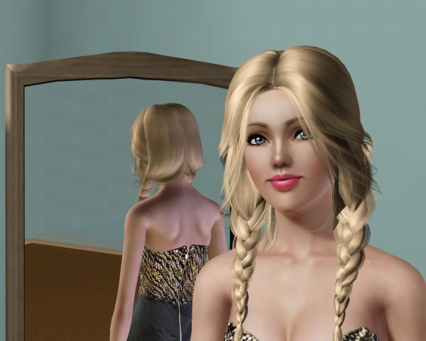 Messy briads hairstyle Peggy`s 4669 retextured by Savio for Sims 3