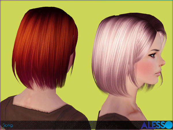 Song thin bob hairstyle by Alesso  for Sims 3