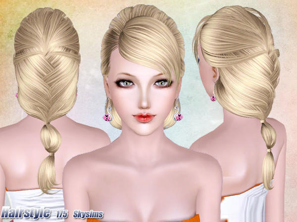 Fun ponytail with side bangs hairstle 175 by Skysims for Sims 3