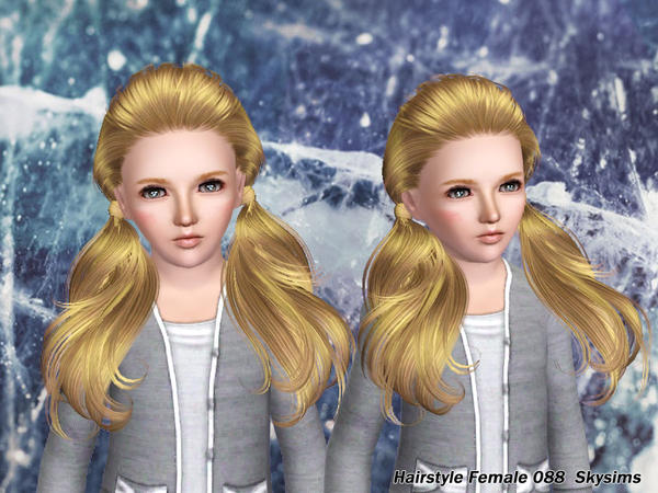 Double dimensional ponytails hairstyle 088 by Skysims for Sims 3