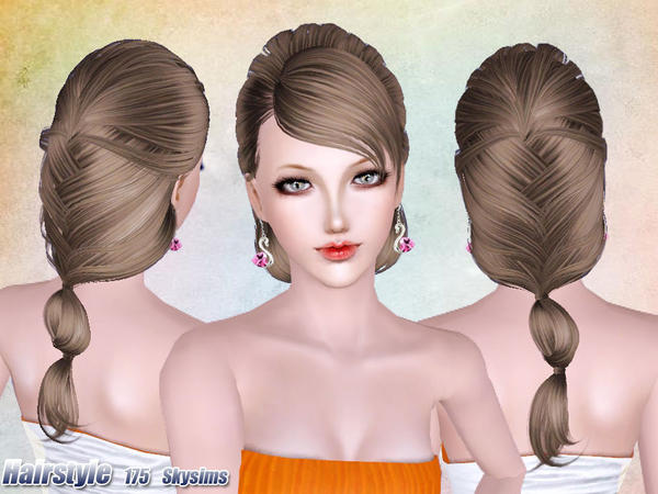 Fun ponytail with side bangs hairstle 175 by Skysims for Sims 3