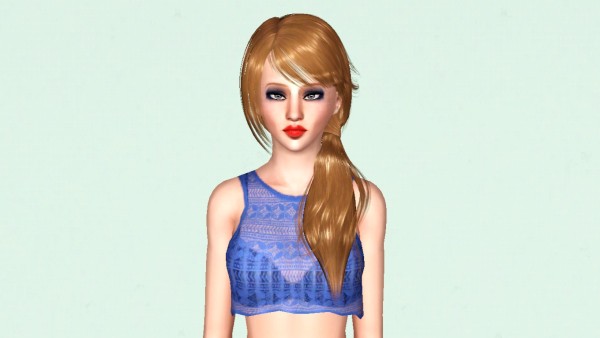 Side ponytail hairstyle Peggy`s 194 retextured by Marie Antoinette for Sims 3