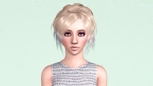 French bun with middle bangs Flora 09 retextured by Marie Antoinette for Sims 3