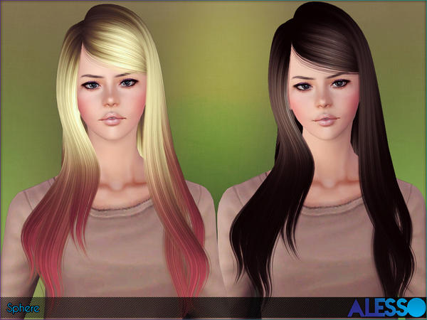 Sphere highlighted hairstyle by Alesso for Sims 3