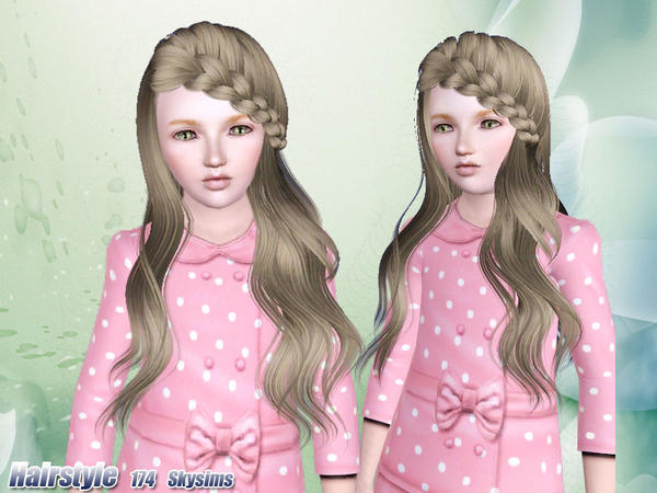 Braided side bangs hairstyle 174 by Skysims  for Sims 3