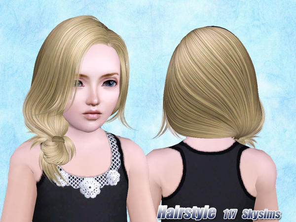 Tousled side pigtail hairstyle 117 by Skysims for Sims 3