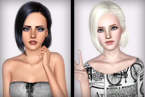 Side bob hairstyle ButterflySims 100 retextured by Forever and Always for Sims 3
