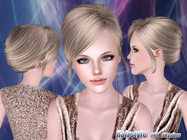 Highlighted bun hairstyle 148 by Skysims for Sims 3