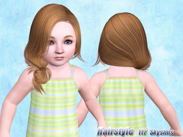 Tousled side pigtail hairstyle 117 by Skysims for Sims 3