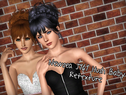 Braided crown bun hairstyle Newsea`s Hush Baby retextured by Forever and Always for Sims 3
