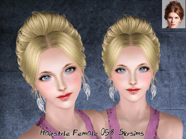 Twisted Updo hairstyle 0598 by Skysims for Sims 3
