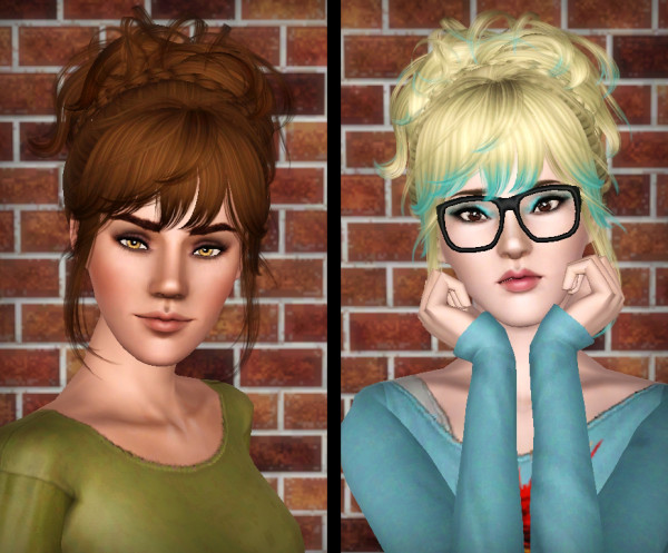 Braided crown bun hairstyle Newsea`s Hush Baby retextured by Forever and Always for Sims 3