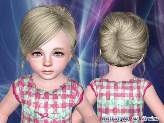 Highlighted bun hairstyle 148 by Skysims - Sims 3 Hairs