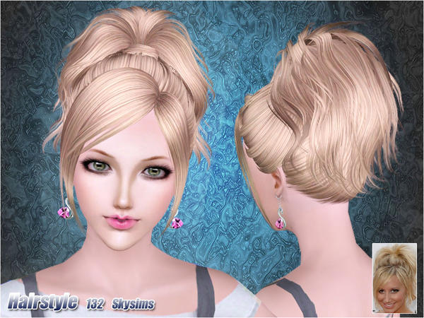 Untidy ponytail hairstyle 134 by Skysims for Sims 3