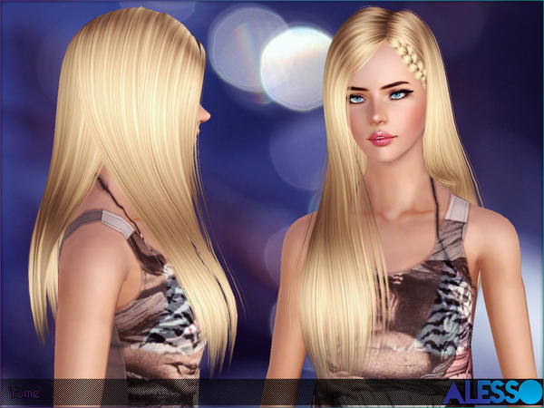 Braided side hairstyle Yume by Alesso for Sims 3