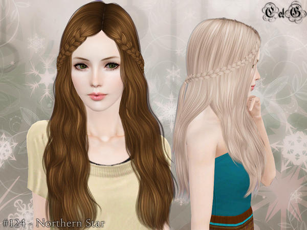 Double braided bangs Northern Star hairstyle by Cazy for Sims 3