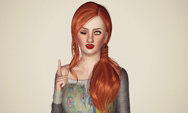 Side ponytail hairstyle SkySims 042 retextured by Marie Antoinette for Sims 3