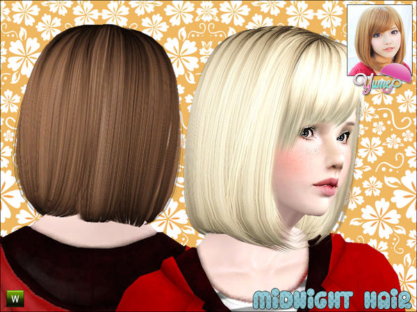 Yume Bob with fringed bangs hairstyle Midnight by Zauma for Sims 3