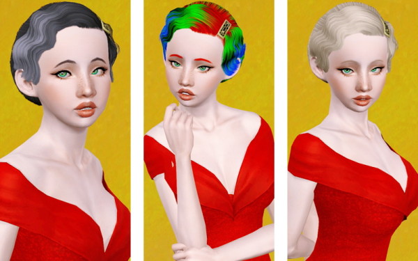 Acceosorized bun hairstyle RH’s Pinned Down retextured by Beaverhausen for Sims 3