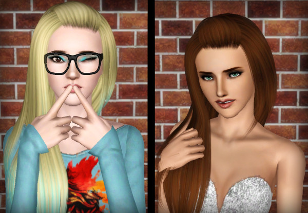 Straight with caught bangs hairstyle Alesso’s Kim retextured by Forever and Always for Sims 3
