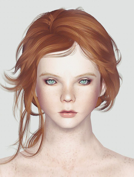 Messy chignon hairstyle Newsea`s Lotus In Snow Hair retextured by momo for Sims 3